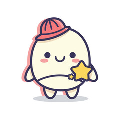 Cute Cartoon Character Holding a Star Illustration