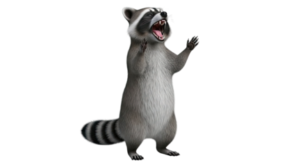 Raccoon Standing Upright and Yelling