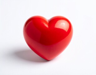 Obraz premium A bright red heart-shaped object on a white background from a straight-on viewpoint