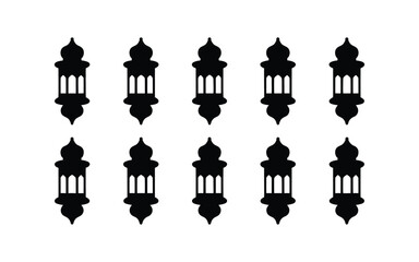 Obraz premium Minimalist Black Fanous Lantern Silhouettes for Islamic Holiday Backgrounds and Invitations