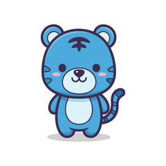 Adorable Cartoon Blue Cat Character Illustration