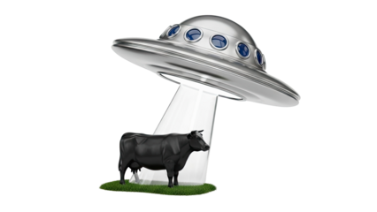 UFO Abducting a Black Cow
