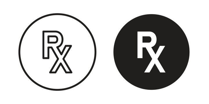 RX icons on white background - editable stroke vector illustration for web and mobile