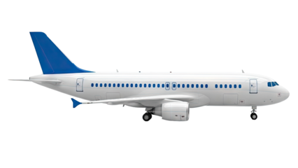 White Passenger Jet with Blue Tail