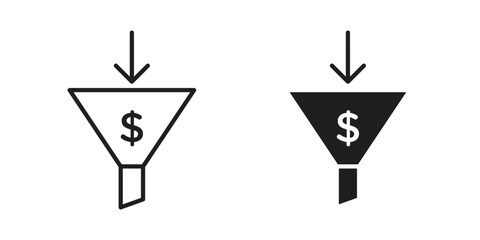 Sales funnel icons on white background - editable stroke vector illustration for web and mobile