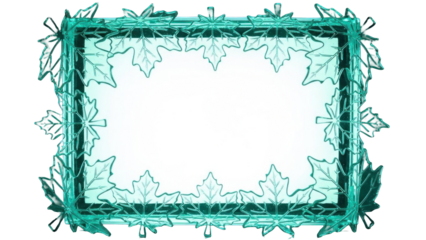 Decorative Leafy Frame - Teal Border with Autumn Maple Leaves