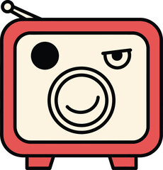 Retro Television Sticker | Cute Vintage TV Character Vector | Kids Apparel and Decor