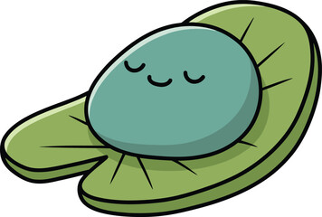 Zen Stone Clipart | Cute Rock Character Resting on Lily Pad | Mindfulness Vector