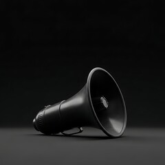 Black Megaphone on Dark Background for Announcements