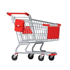 Red Shopping Cart Illustration for Grocery Store