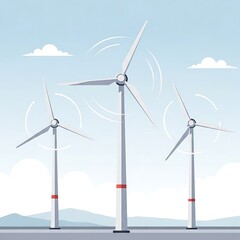 Wind Turbines Generating Renewable Energy in Sky