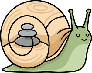 Zen Snail Illustration | Mindfulness Vector Design for Kids Books | Wellness Stickers