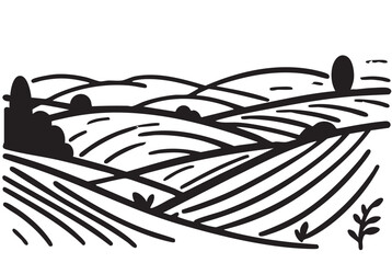 Sketch illustration of landscape, vector design with element for agriculture fields
