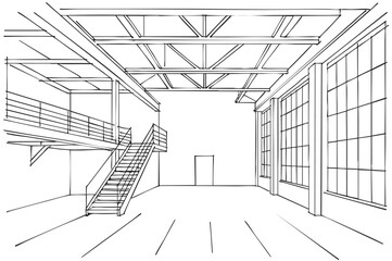 sketch of interior hall illustration