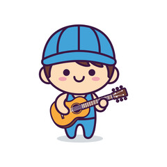 Cartoon Boy Playing Guitar Illustration