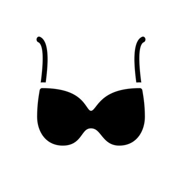A minimalist black bra icon on a white background