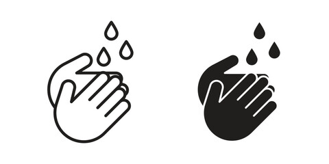 Obraz premium Wash your hands icons on white background - editable stroke vector illustration for web and mobile