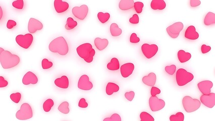Valentine's day background with pink hearts on white