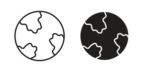 World icons on white background - editable stroke vector illustration for web and mobile