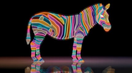 Fototapeta premium Neon LED Light Zebra Art Display Digital Art Gallery Futuristic Environment Vibrant Viewpoint Creative Concept