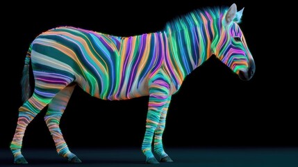 Fototapeta premium Vibrant Zebra Art Colorful and Whimsical Animal Portraits Digital Art Showcase Virtual Environment Captivating Viewpoint Imaginative Concept