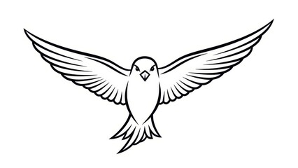 Fototapeta premium Elegant line art illustration of a bird in flight with detailed wings and plumage graphic