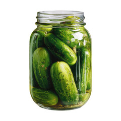 Pickles jar. Crunchy, green pickles swimming in brine