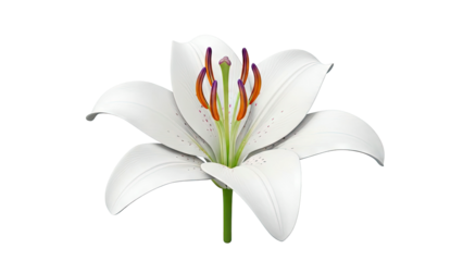 Close-up of a white lily with visible stamens and pistil