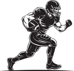 American football player running Silhouette vector black on a white background