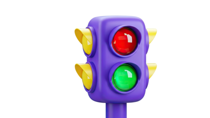 Cartoon Traffic Light with Red and Green Lights