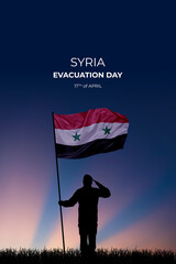 National flag of Syria flutters in military man hands