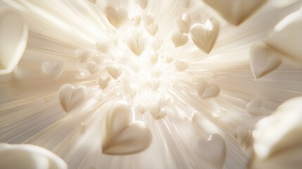 Floating Hearts Illuminated by Radiant Light, Creating a Dreamy Atmosphere