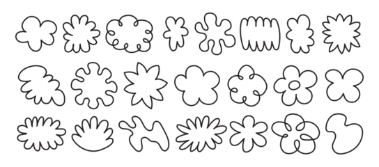 Vector set of stickers, scribbles and doodles in simple linear hand drawn style with copy space, minimal monoline design elements for posters, social media, print, banners