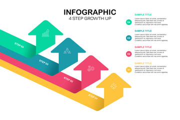 Infographic 4 steps to business growth presentation template, for web, power point or poster infographic 4 steps. vector editable eps