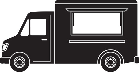 Food Truck Silhouette vector black on a white background