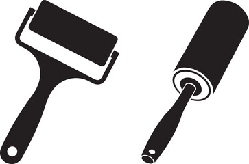 Lint roller tool Silhouette vector black on a white background