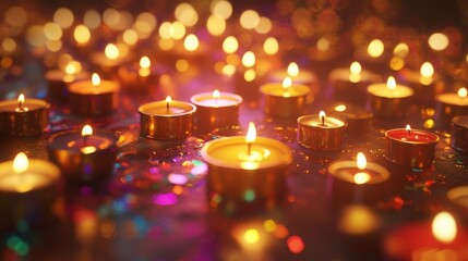 Warm Candlelight Illuminates Festive Celebration with Soft Bokeh Background