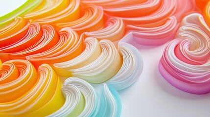 Colorful Paper Quilling Art: Abstract Swirls and Gradient Color Palette