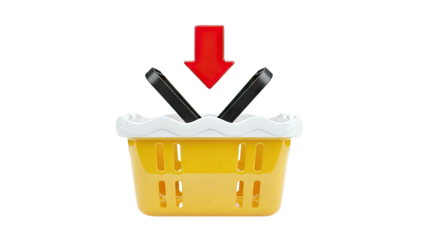 Shopping basket with downward arrow