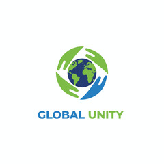 Global Unity World Map and Caring Hands Logo