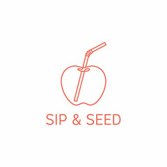 Minimalist Apple Fruit Juice with Straw Logo