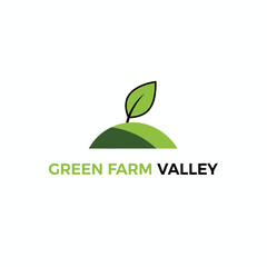 Green Farm Valley Agriculture Leaf Logo