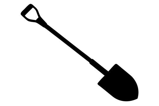 Shovel icon vector, Garden shovel silhouette vector