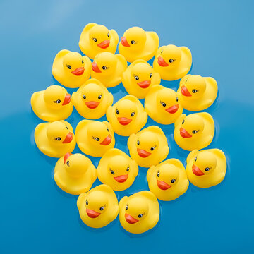 Fun Pool Party, Rubber Duck Parade, Summer Vibes, Playful Environment, Aerial View, Joyful Concept