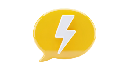 Yellow Speech Bubble with White Lightning Bolt Icon