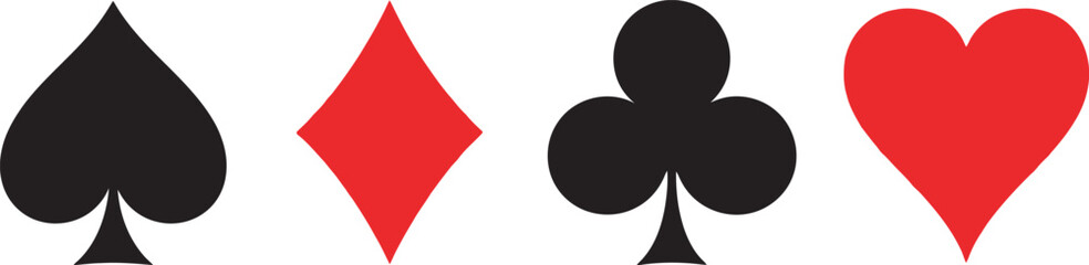 Obraz premium A set of four standard playing card suits