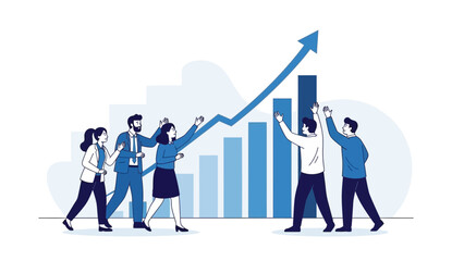Fototapeta premium Business Growth Teamwork Success Graph Arrow Up