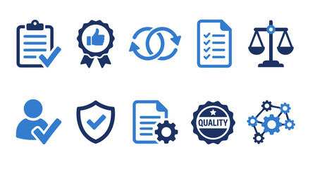 Set of 10 business quality control icons vector