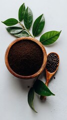 Wooden Spice Jar Mockup with Brown Ground Spice and Wooden Spoon