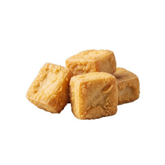 Fried tofu, traditional Indonesian deep fried tofu with crispy texture. Isolated PNG with transparent background, suitable for menus, ads, and food design.
